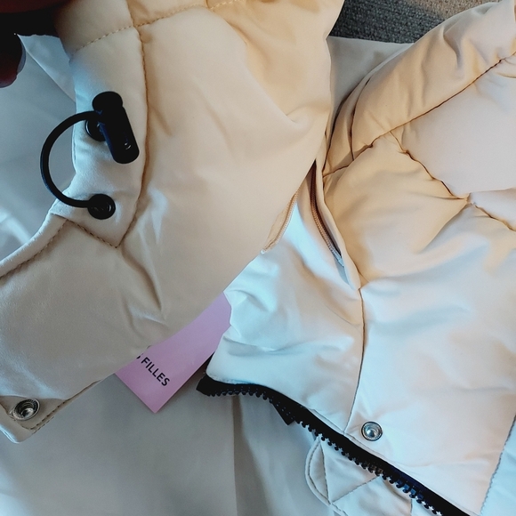 AVEC LES FILLES Thermapuff Long Line Removable Hood Puffer Vest Sz-L - Picture 10 of 16